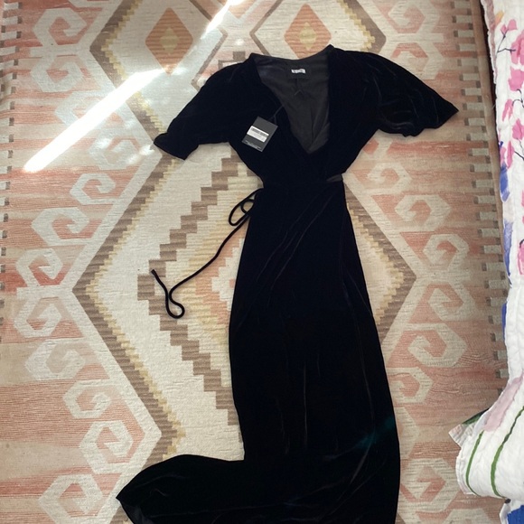 Reformation Dresses & Skirts - Reformation black velvet tie gown S Nwt